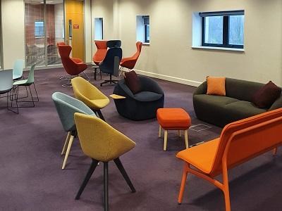 Chairs in a meeting space at the agile hub in Atlas House